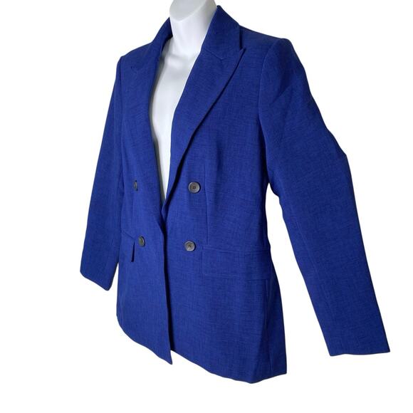 T Tahari Jacket Womens 8 Blue Double-Breasted Open Blazer Career Business NEW - Picture 3 of 13